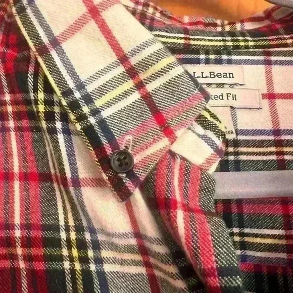 LL Bean Womens Plus size relaxed flannel shirt in plaid- size 1X - Picture 7 of 9